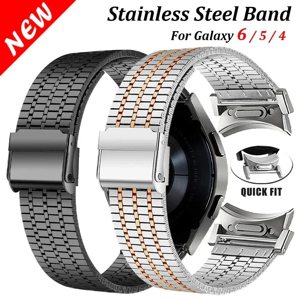 サムスンギャラクシーウォッチ用ステンレススチールストラップ,サムスンギャラクシーウォッチ用チェーンなし,クラシックブレスレットシリーズ6,シリーズ4 5,シリーズ4, 40mm, 44mm, 47mm, 43mm, 5 pro