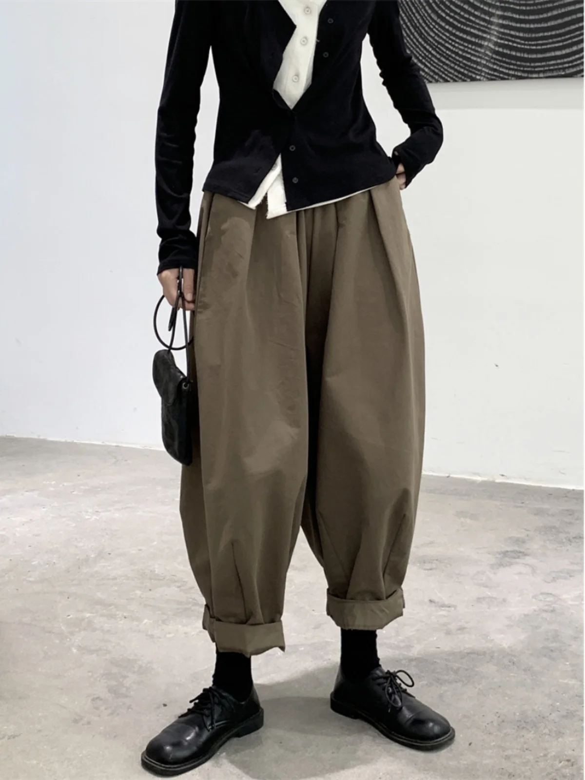 plus Size Women's Casual Loose Dad Nine-Piece Cabbage Pants Spring Summer Trendy Design Commuting Sle Lantern Pants
