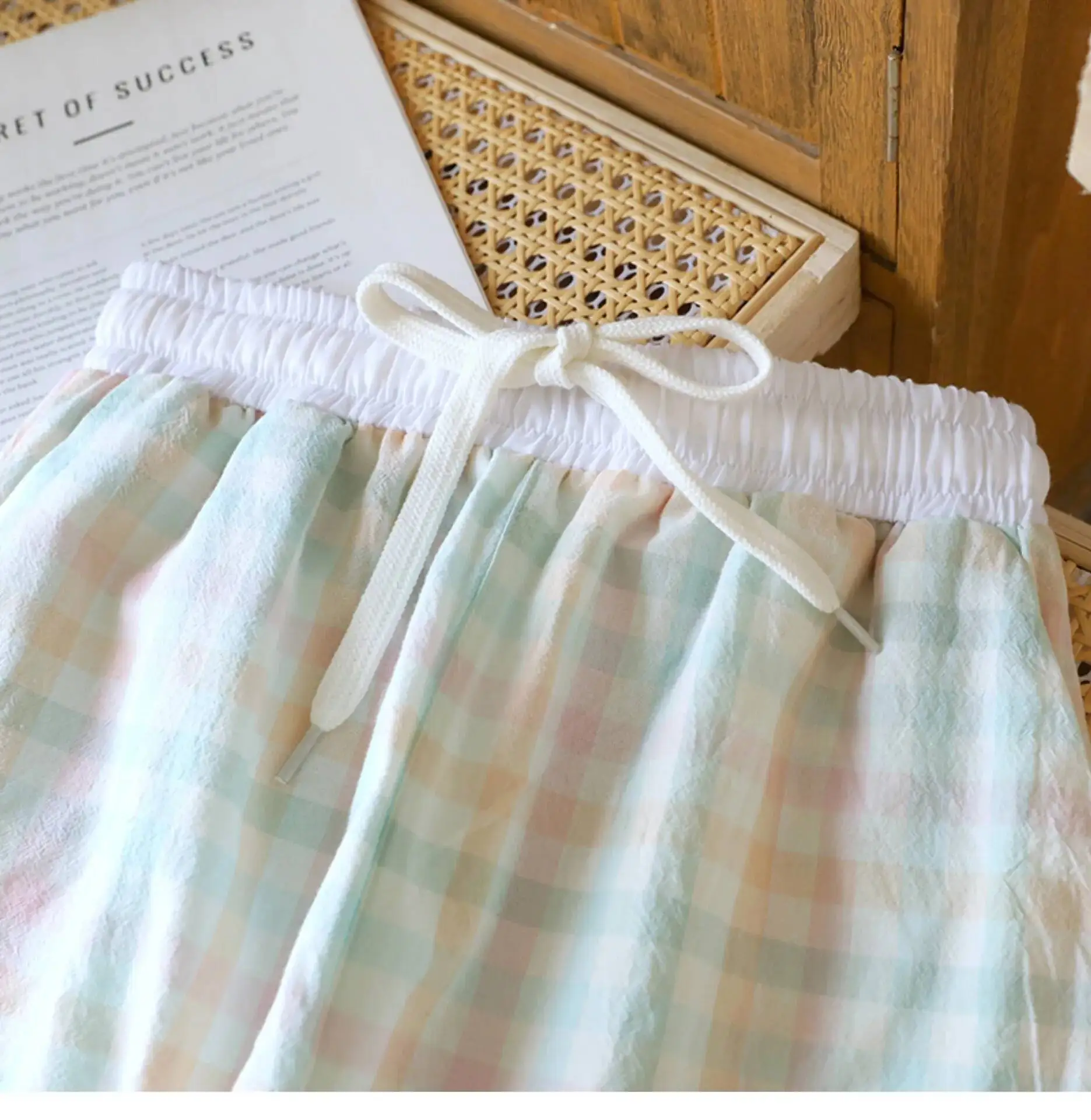 

Летние хлопковые модные женские шорты для сна с принтом и простым клетчатым дизайном, шорты для домашней одежды с эластичной резинкой на талии