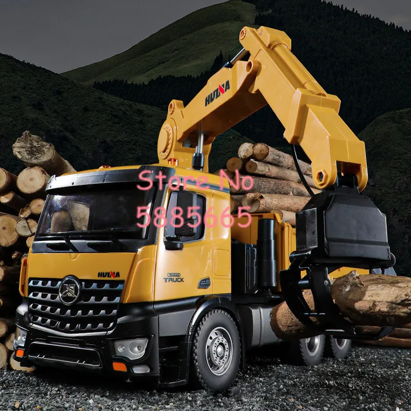 47CM Large 1:14 Scale Remote Control Catch Wood Dump Truck 26CH 680° Rotate Alloy Simulation Sound Electric RC Engineering Truck