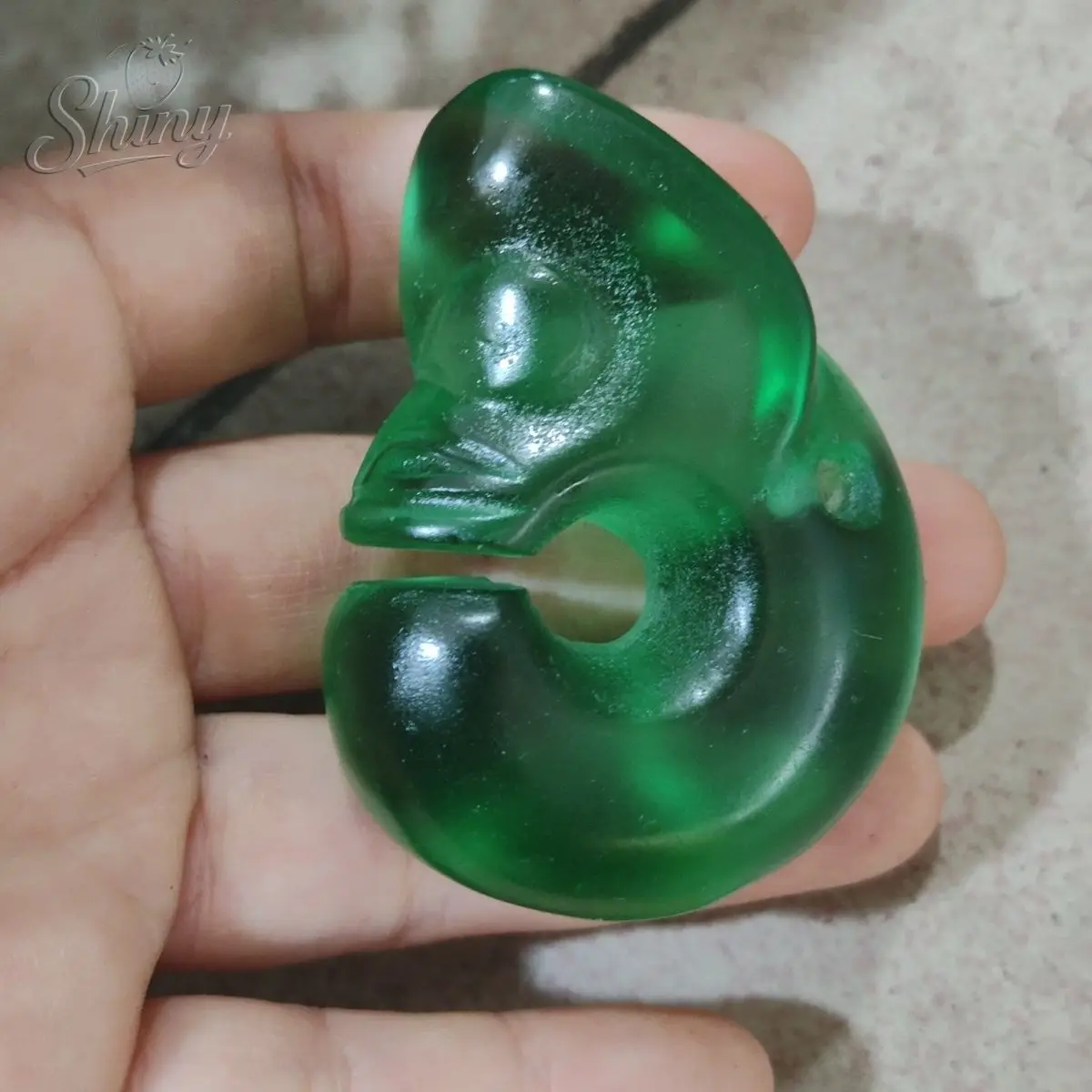 

2.7inch Old Collection China Hongshan Culture Green Crystal Yu Pig Dragon Statue Amulet Pendant Statue