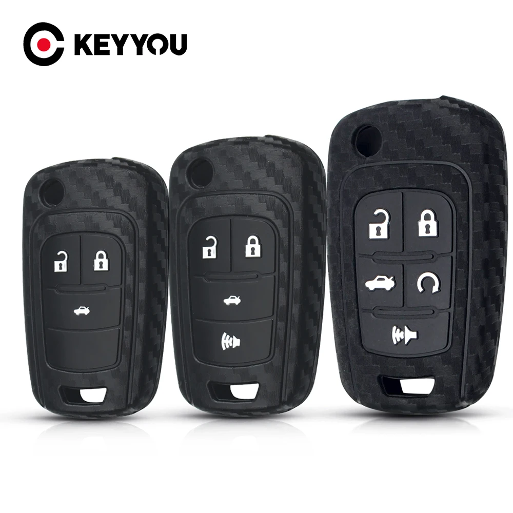 KEYYOU Carbon Car Key Bag Case For Chevrolet Cruze Aveo Epica Lova Camaro Impala Sail For Opel VAUXHALL Zafira Antara Silicone