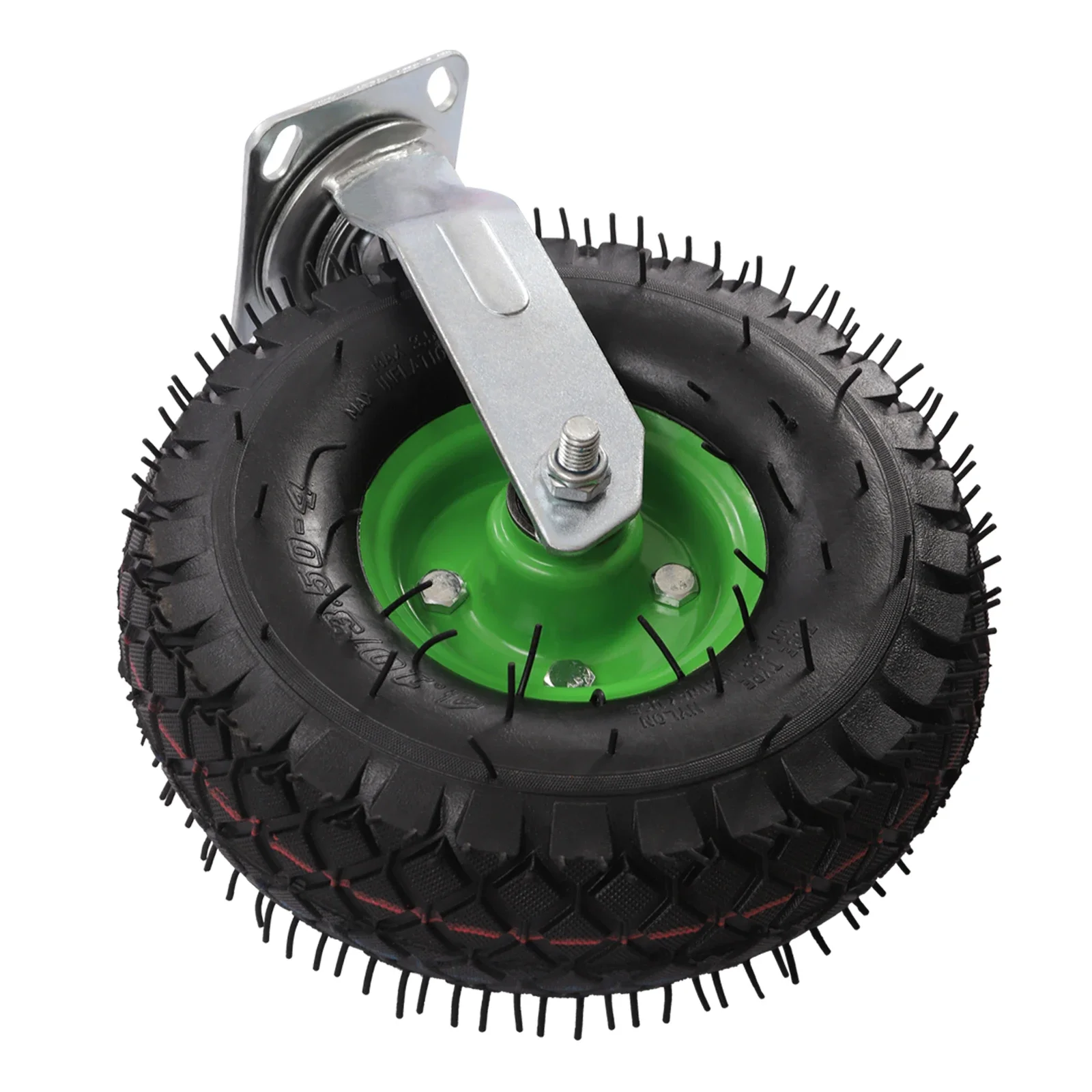 مجموعة عجلات هوائية دوارة مقاس 10 بوصة مكونة من 4 قطع، عجلة مطاطية لإطارات الهواء مع مسمار تتضمن 2 عجلات ثابتة صلبة و2 دوارة