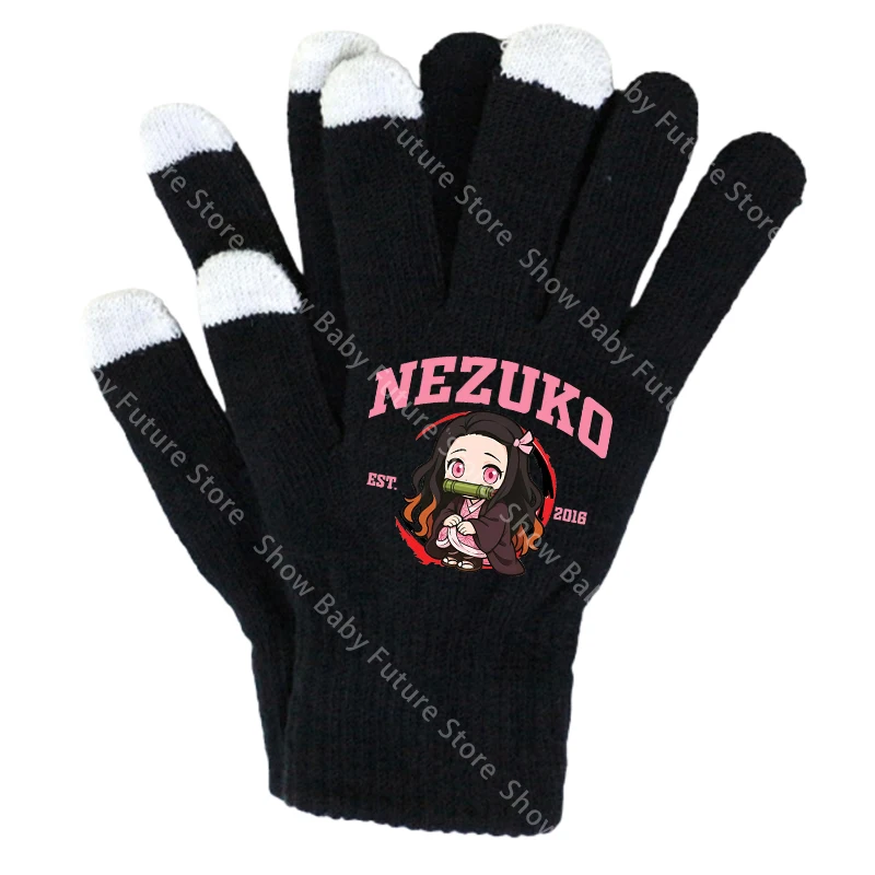 19CM Adult Gloves Demon Slayer Infinity Castle Boys Gloves Cartoon Tanjirou Screen Gloved Winter Anime Kids Birthday Cute Gifts - view 2