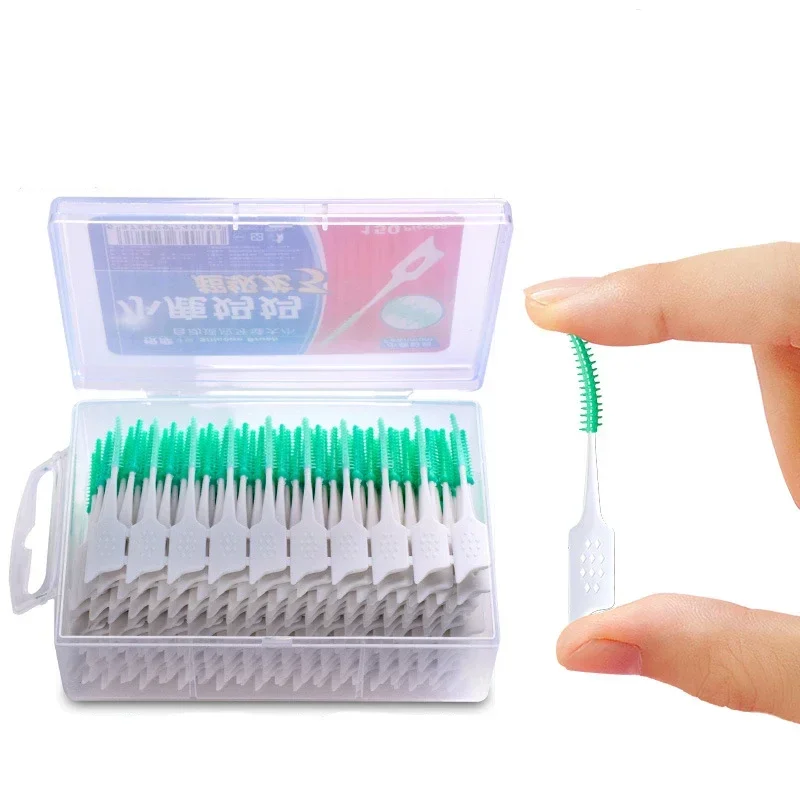 200pcs Interdental Silicone Brushes Dental Toothpicks Brush Between Teeth Silicone Toothpicks With Thread Oral Cleaning Tool