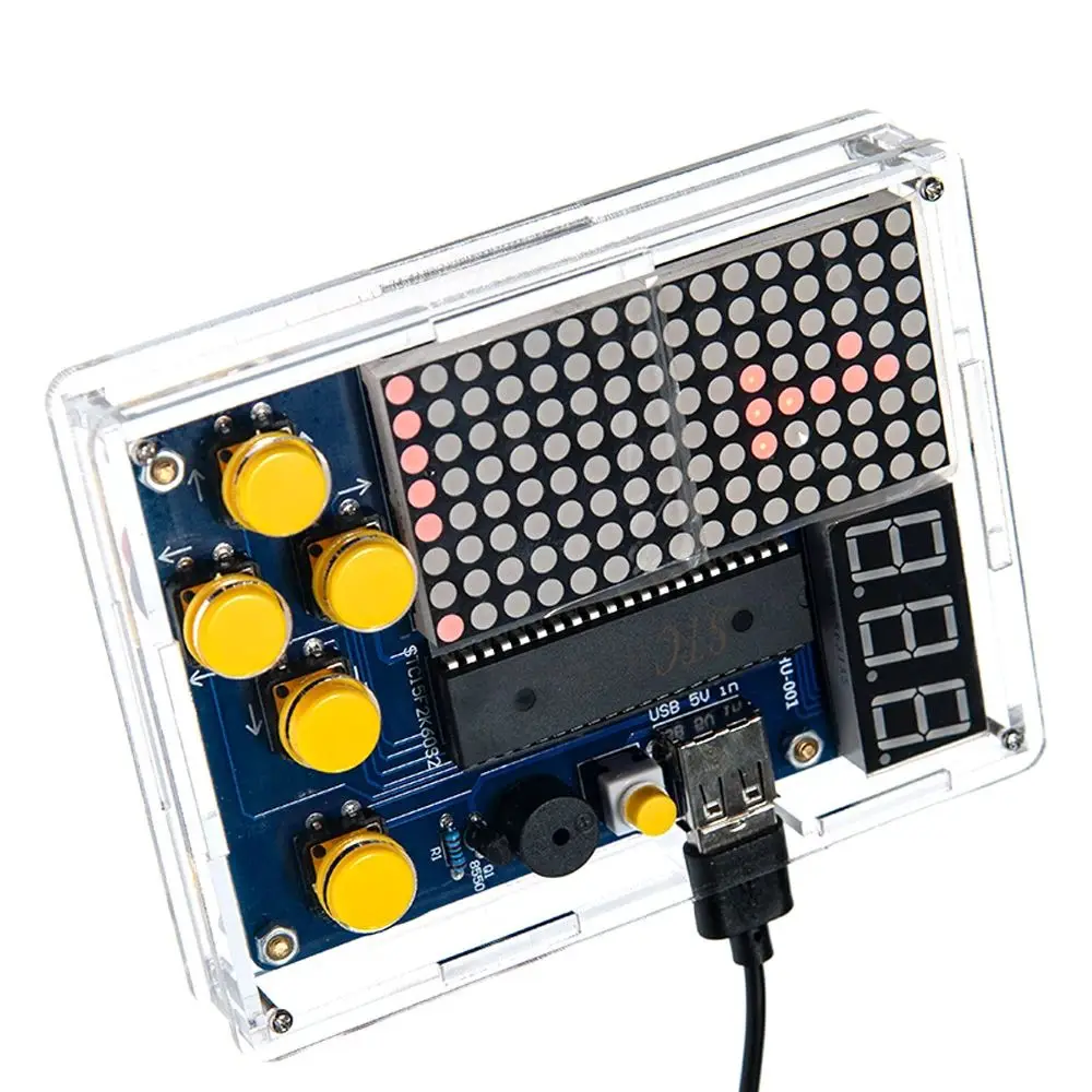 DIY Pixel Game Maker Kit Electronics Practice Solder Learning Assembly with Shell 3X Battery Box Tetris DIY Soldering Project