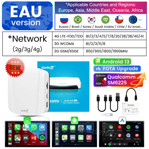 CarlinKit CarPlay Ai Box HDMI Android 13 SM6225 660 Беспроводной CarPlay Android Auto Smart Car TV Потоковое устройство с разделенным экраном 8 + 128G
