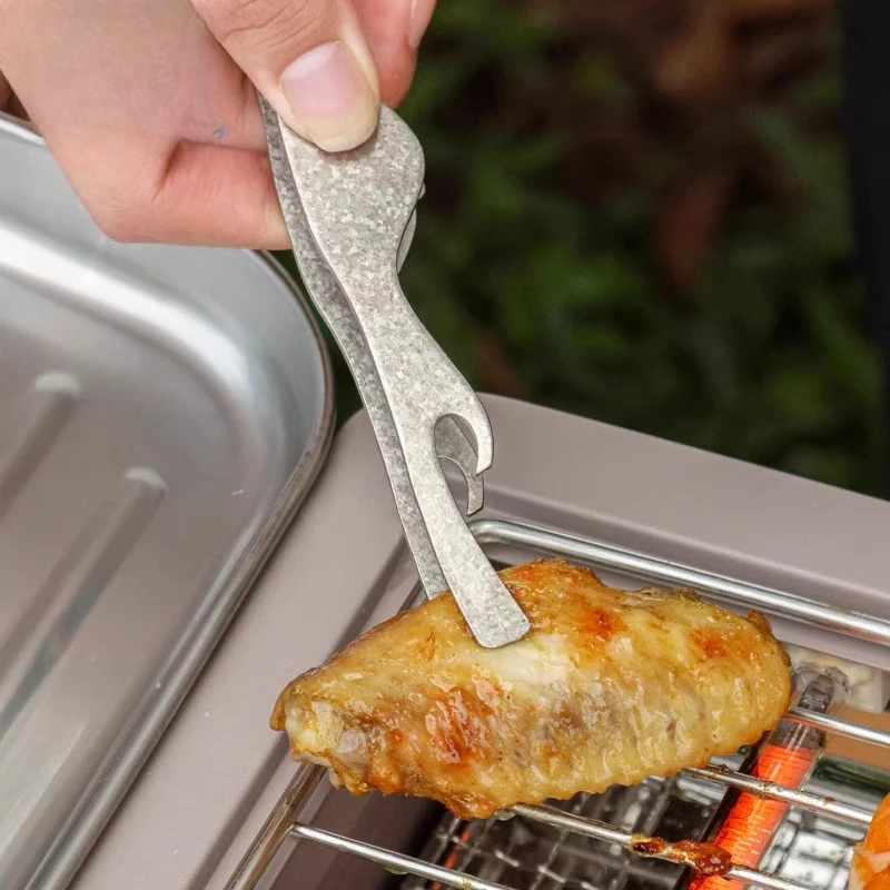 

Outdoor Pure Titanium Clip, Kitchen Tableware, Camping Thickened Integrated Tea Clip, Non-slip Titanium Tweezers
