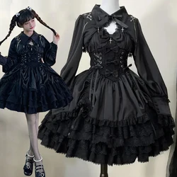 Victorian Gothic Lolita Dress Women Punk Style Sweet Lace Bow Eveing Party Dresses Harajuku Japanese Y2k Cosplay Princess Dress
