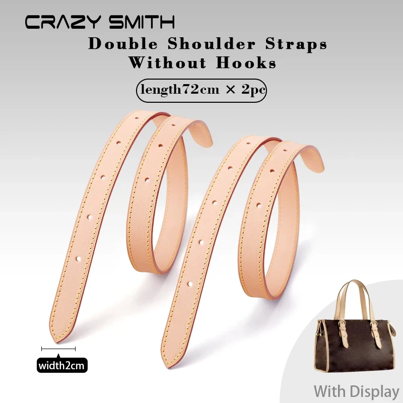 CRAZYSMITH 2 Pcs Genuine Leather Handbag Bag Strap for LV Noe Tote Bags Women Shoulder Strap Short Handle Strap Non-Ajustable