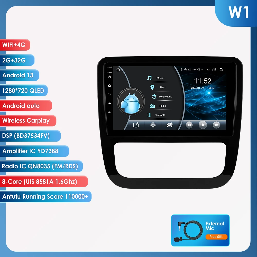 Android 15 Carplay Auto Autoradio Multimedia Speler voor Volkswagen Scirocco 3 III Mk3 2008-2013 Autoradio Stereo 2din Head Unit met Apple CarPlay Smart Intelligent Systems IPS Touchscreen Stereo