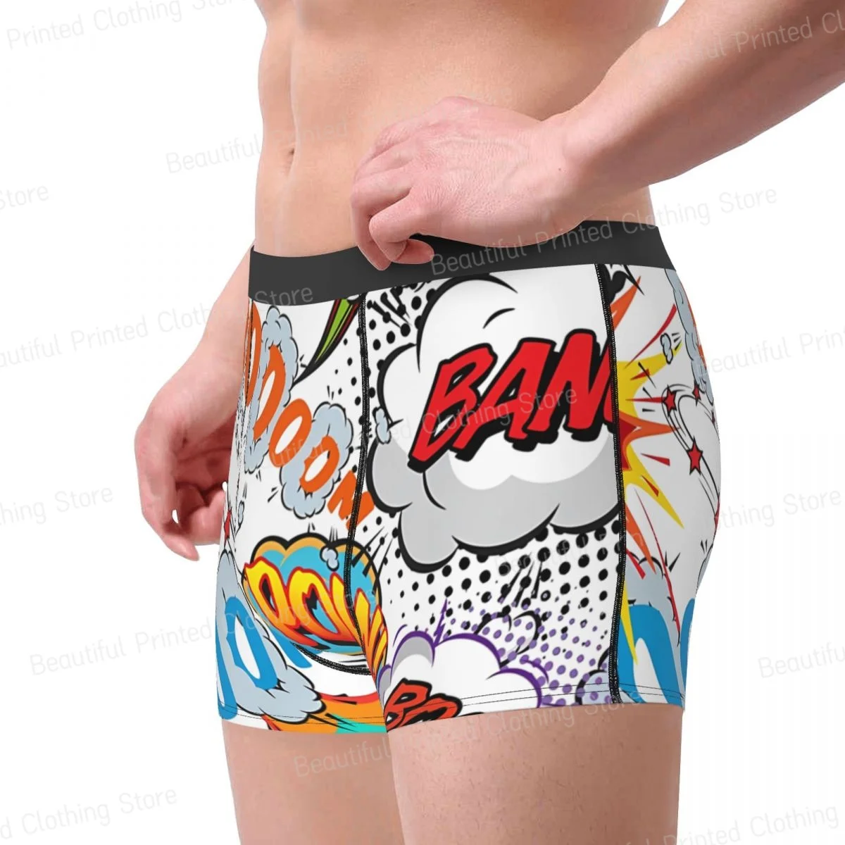 Comic Book Fun Shout Outs Men Boxer Briefs Underpants Pop Art Graffiti Highly Breathable High Quality Gift Idea