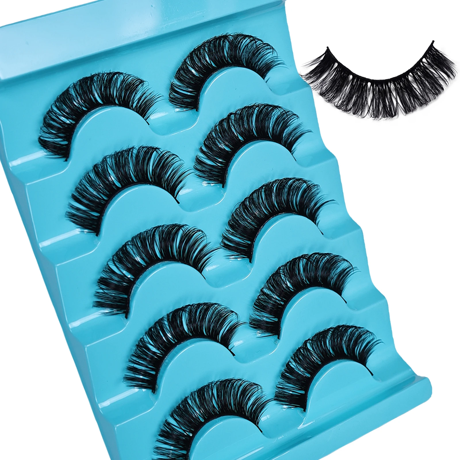 ふわふわつけまつげ 5組 太いつけまつげ Dカール 再利用可能 日常使いや集まりに最適