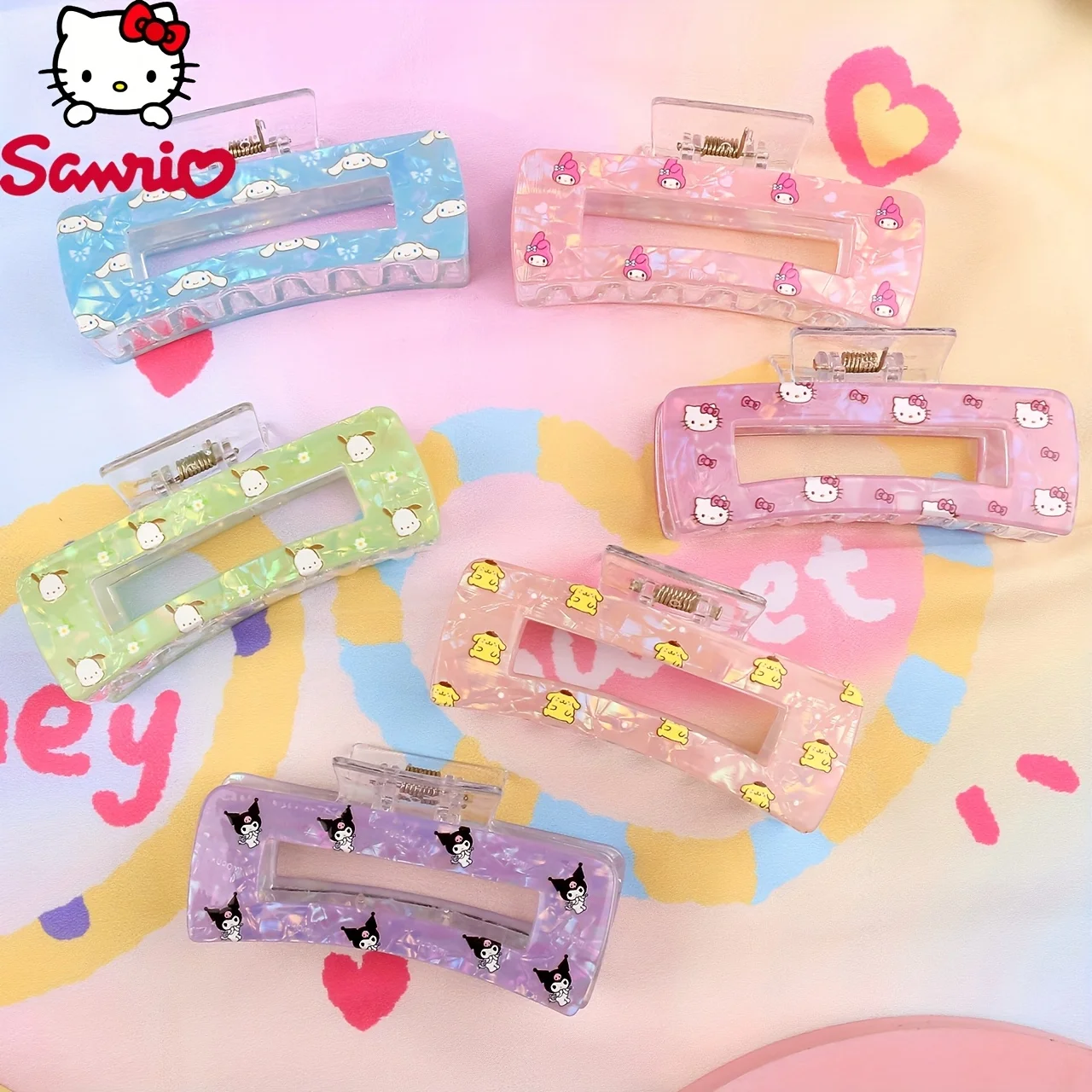 

1 шт./6 шт. заколки для волос в стиле Sanrio с различными дизайнами, разноцветные аксессуары для волос