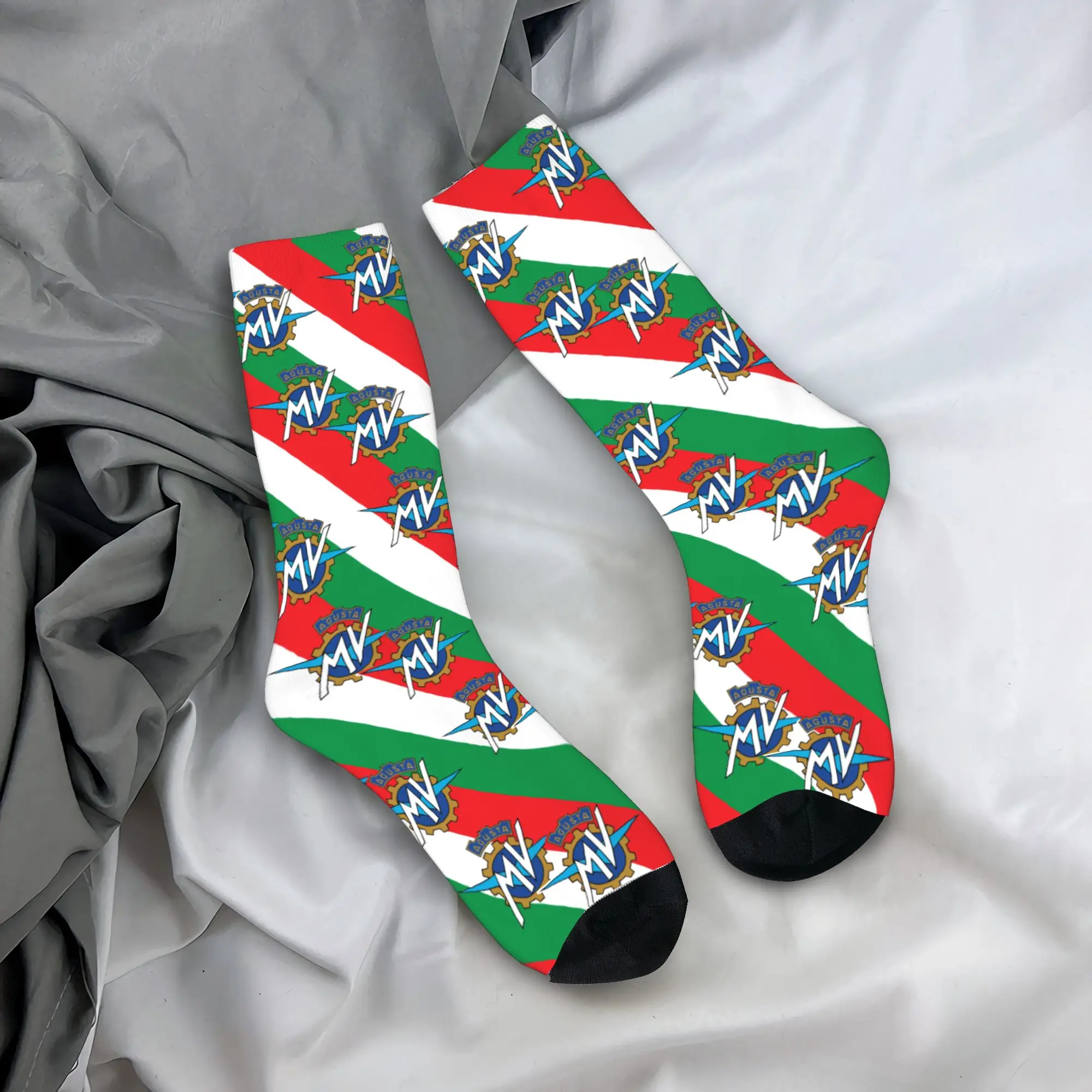 Custom Italy Flag M-Mvs Mens Crew Socks Unisex Fun  Spring Summer Autumn Winter Dress Socks