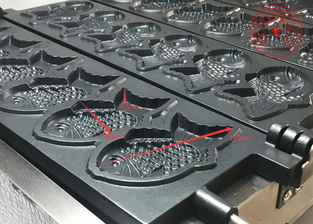 ใช้ในเชิงพาณิชย์ 12 ชิ้นเครื่องทําวาฟเฟิลปลาไฟฟ้าเครื่องไทยากิ