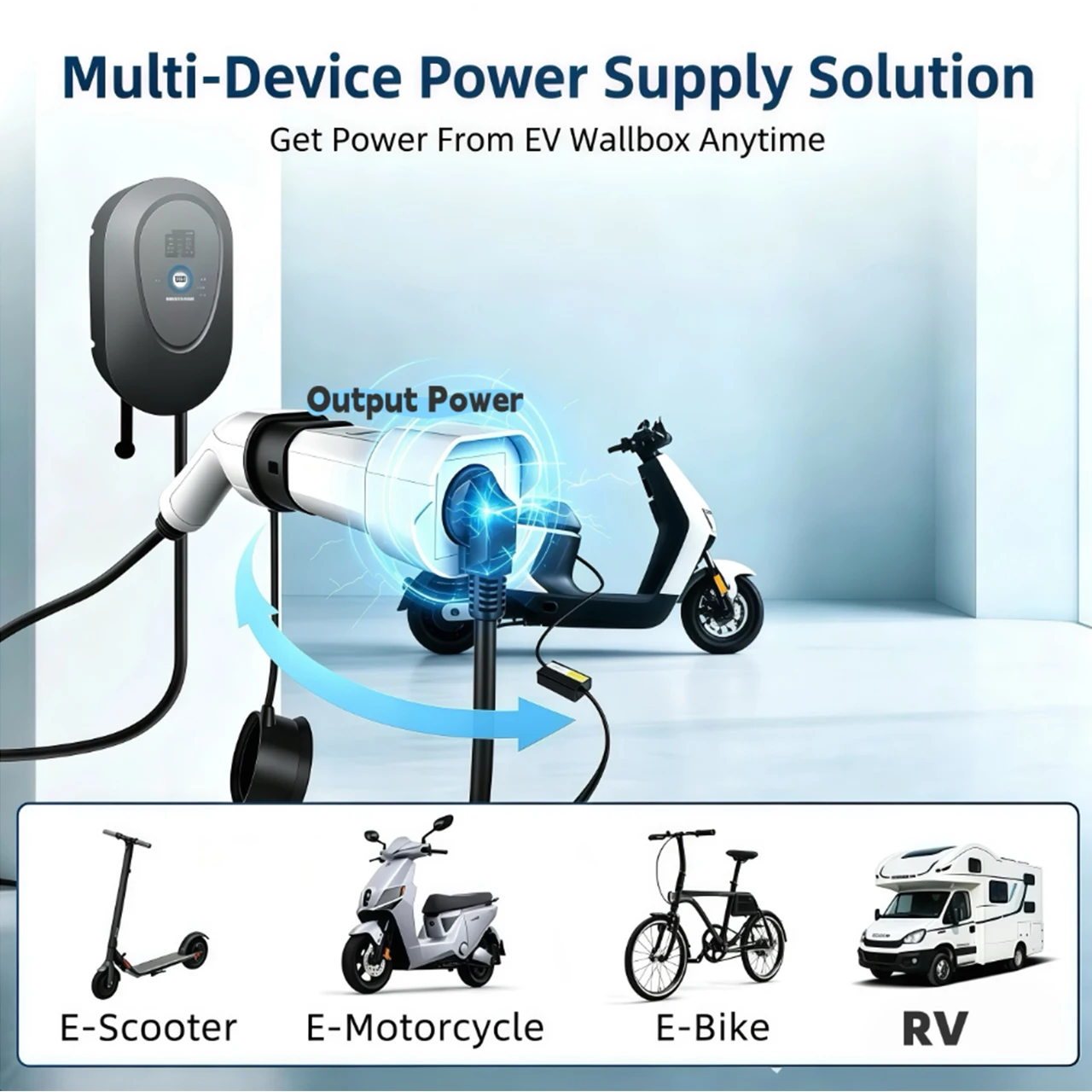 Type 2 to Socket Adapter, 220V Power From EV Charging Pile, Converter for Charging Electric Dirt Bike Electric Motorcycles bike