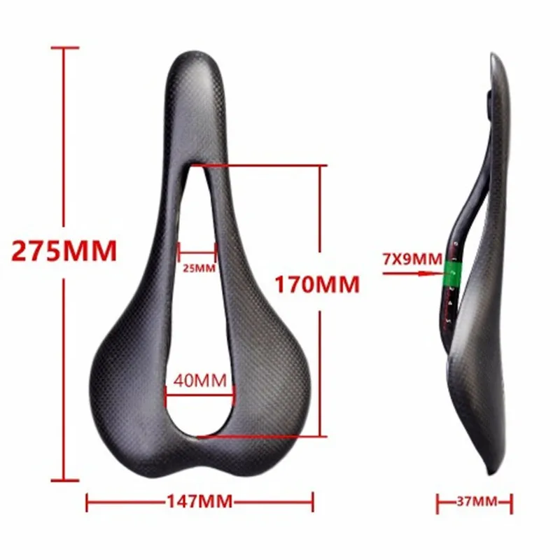 Ultralight Full Carbon Fiber Bicycle Saddle Road MTB Bike Seat Big Hollowed Leather Cushion Cycling Parts