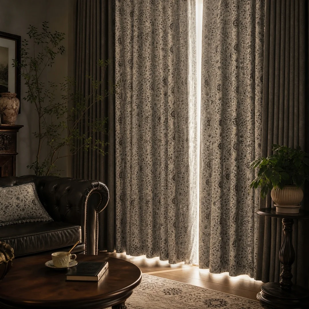 Retro Country Floral Jacquard Blackout Curtains Thick Fabric Window Drapes For Living Room Bedroom