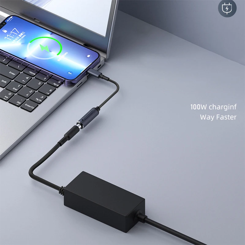 1PCS 100W DC Female to Type-C Adapter Cable Universal Laptop PD Converter Fast Charging Cable 5V/9V/20V Suitable for Lenovo HP