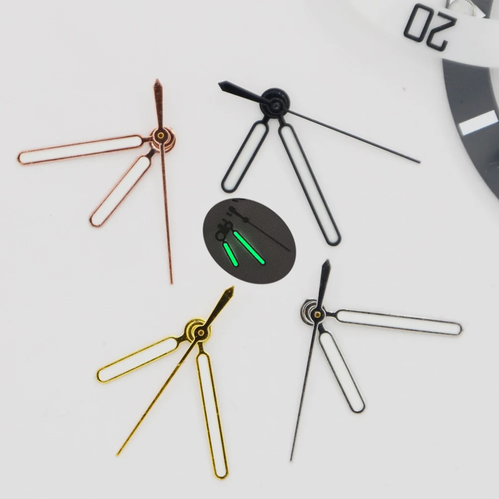 NH35 Hands Nautilus 12.5mm*12mm*8mm Hands Rose Gold Silver Watch Hands Green Luminous For NH34 NH35 NH36 Aiguille Pointers