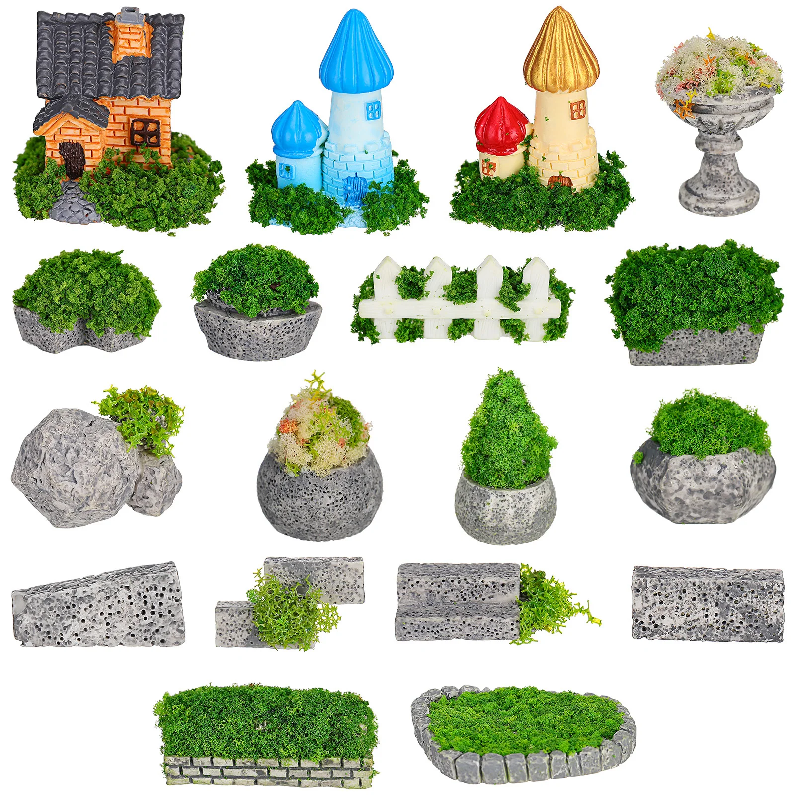 

1Set Mini Resin Small Ornaments Exquisite Design Miniature Garden Decorations for Dollhouse Terrarium Desktop Display Micro