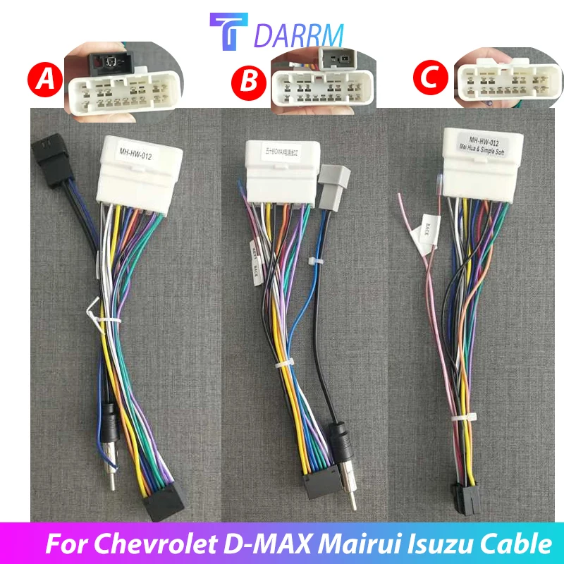 For Chevrolet D-MAX Mairui Isuzu Adaptor Car Android Radio 16 Pin  Wiring Harness Power cable Car radio MUltimedia Player