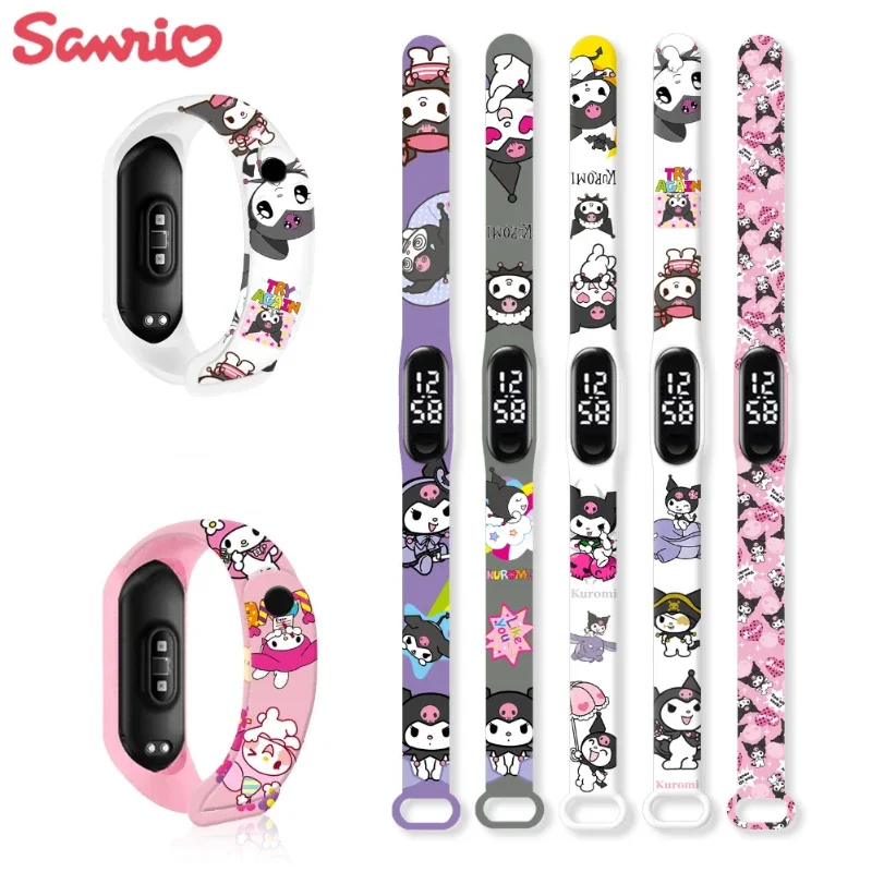 Kawaii LED Electronic Band Kawaii Cinnamoroll My Melody Kuromi Smart Bracelet Anime Student Waterproof Electronic Sports Watch