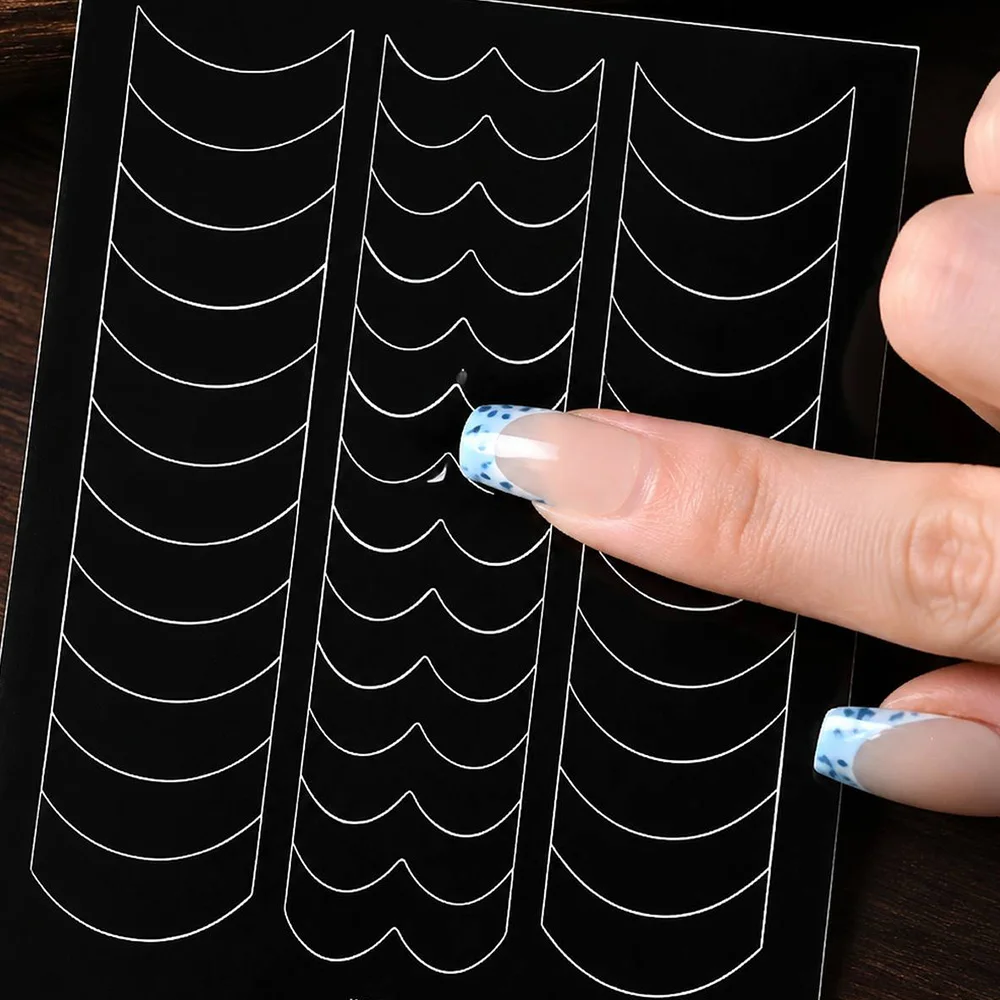 1Pc Wave Heart French Mix Simple Nail Sticker Hollow Out Material Simple Nail Decal Minimalist Sweet Cool Simple Nail Slider