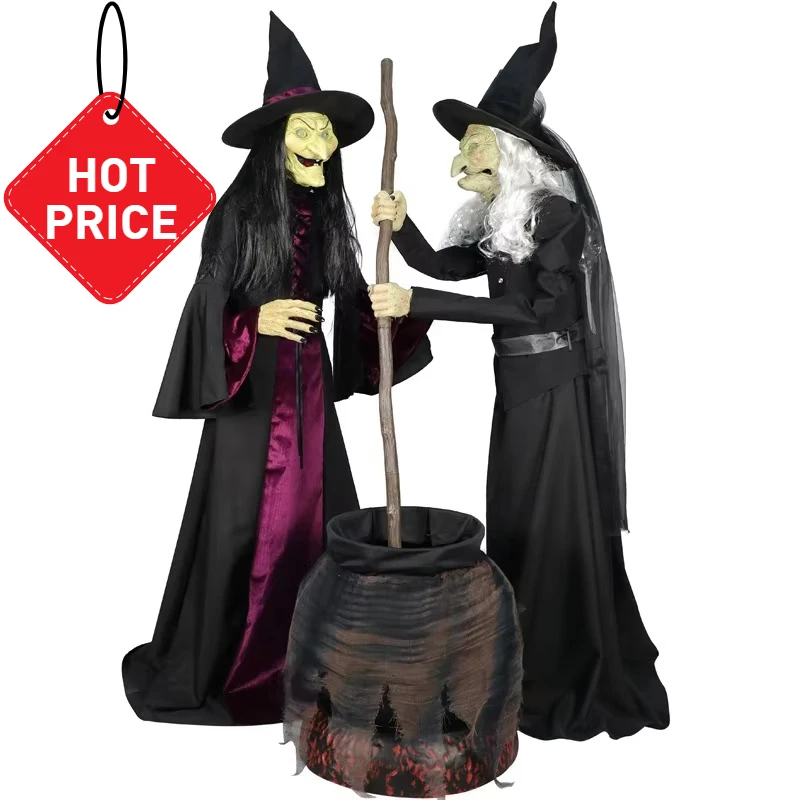

Fahsion Halloween Animation Standing Electric Induction Mechanical Props Haunted House Secret Room Decoration Witch Animation