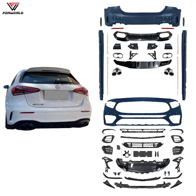 For Mercedes Benz A Class W177 19-24 AMG A45 Body Kit New Condition Front Bumper Rear Bumper Side Skirt With Included Clips