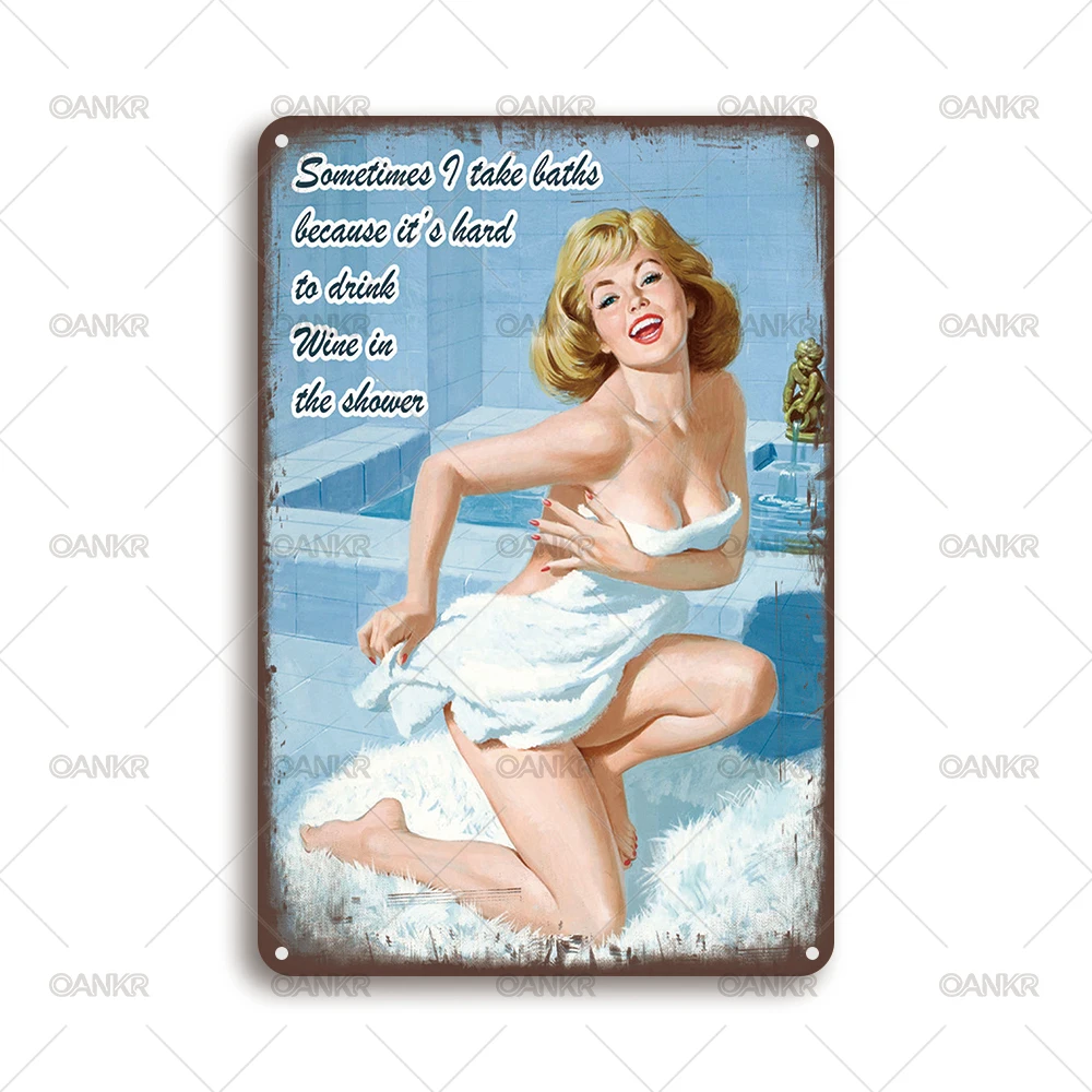 Vintage Girl Poster Metal Tin Signs Retro Housewife Wall Decor Kitchen Home Bar Cafe Man Cave Pin Up Aesthetic Room Decoration
