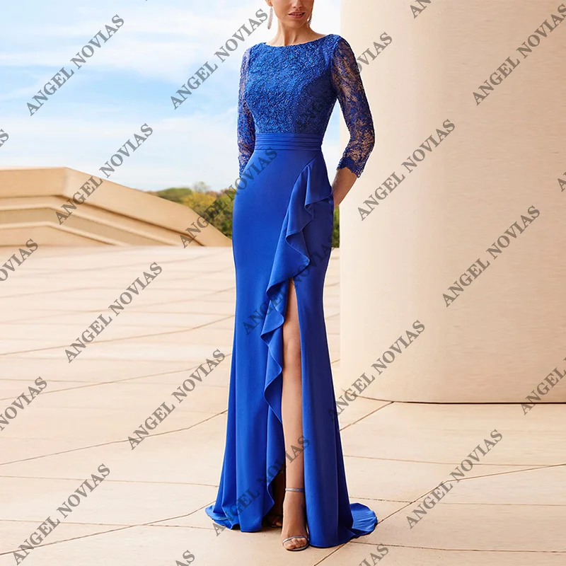 

Customized Long Blue Mother of the Bride Dresses Robes Invitee Mariage vestido convidada casamento