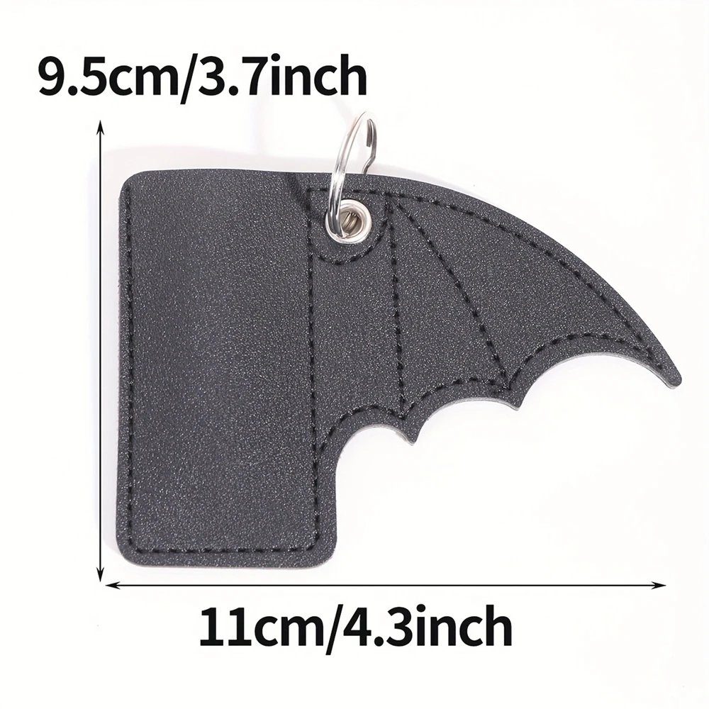 1PC Hallowmas Fledermaus Lippenbalsam Halter Schlüsselanhänger PU Leder Flügel Design Punk Stil Zubehör Halloween Stil Feuerzeug Schlüsselanhänger – Detail 8