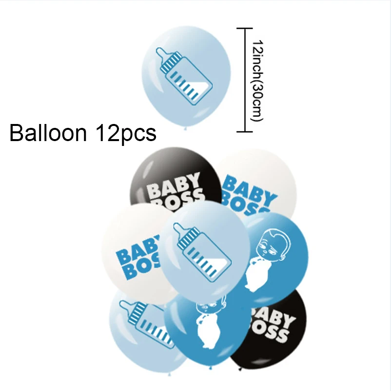 Baby B-BOSSED Geburtstagsthema Geburtstagsparty Dekoration Hintergrund Familien-Tassen Teller Servietten Luftballons Baby-Shower-Zubehör Kindergeschenk