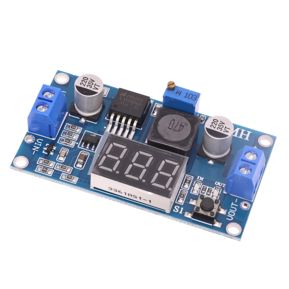 LM2596 DC-DC 3A Adjustable Step-Down Buck Module 4.5V-40V With Digital LED Voltmeter Display LM2596S Regulated Power Supply