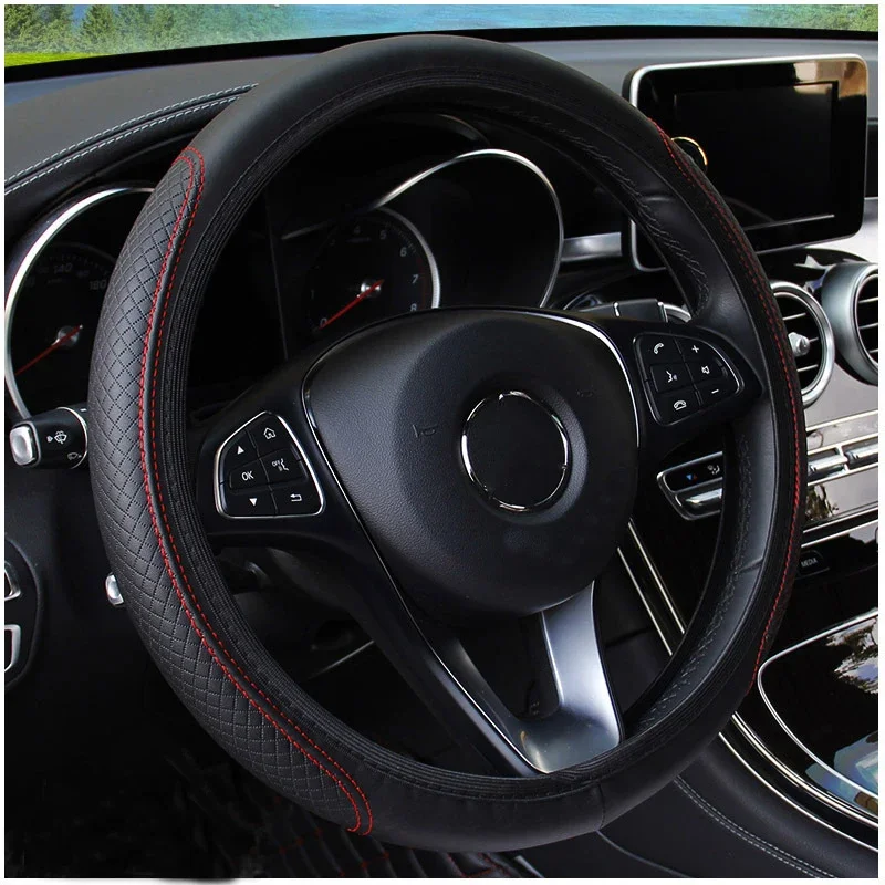 37-39cm Auto lenkrad abdeckung rutsch feste Auto lenkrad abdeckung rutsch feste Prägung Leder Auto-Styling Autozubehör