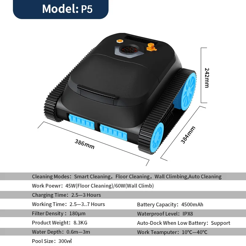 Smart Control Cleaning Cordless Vacuum Wall Mounted Automatic Pool Swimming Accessory Robotic Cleaner Robot