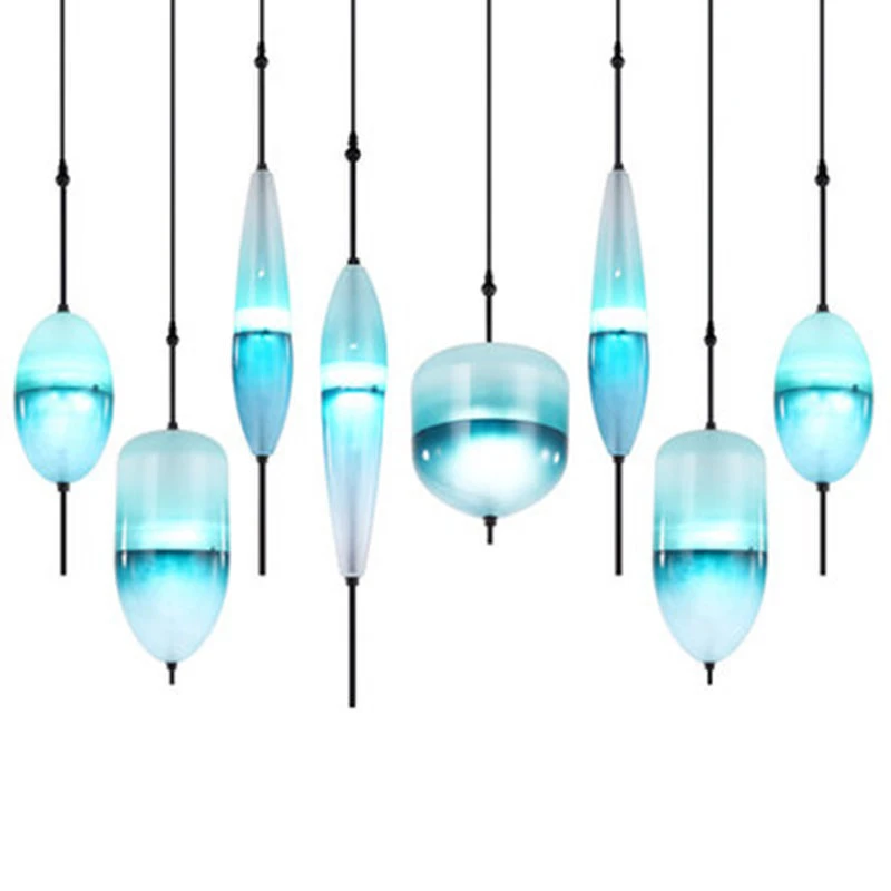 

Post Modern Pendant Lights Lake of Venice Blue gradient Simple Glass Pendant Lamps For Restaurant Cafe Bar Suspension Luminaire