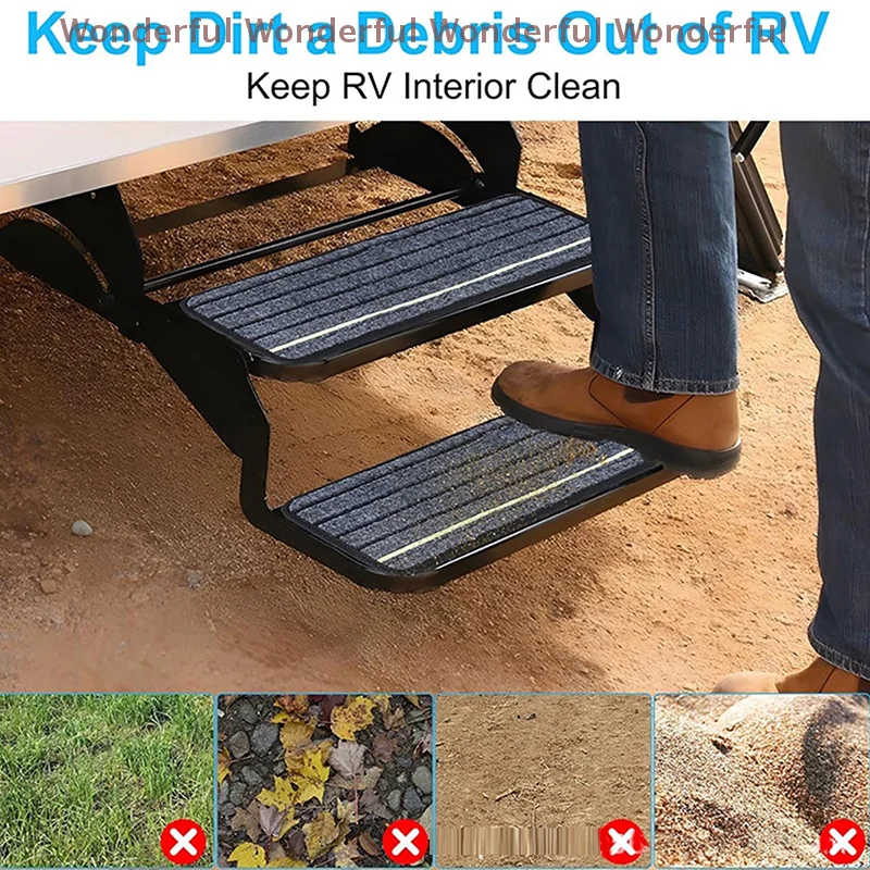 

Set of Carpet Step Mats for RV & Campervan; Non-slip, Dustproof with Reflective Strips