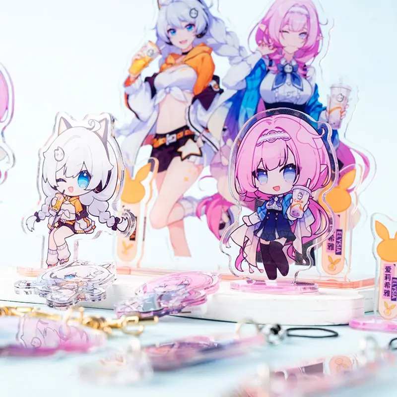 Honkai Impact 3 Valkyrie Kiana Elysia 7Pcs Acrylic Keychain for Bag Acrylic Stand Model Plate Desk Decor Standing Sign Fans Gift