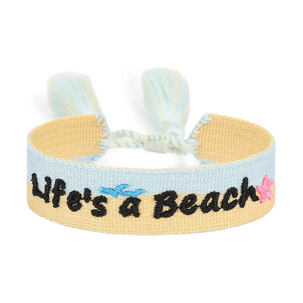 

Summer Bracelets Woven Friendship Bracelet with Tassels Beach Vibes