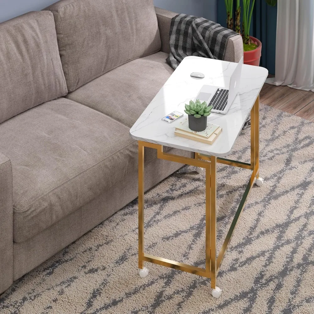 مكتب كمبيوتر محمول محمول على عجلات للمساحات الصغيرة - طاولة كمبيوتر متنقلة مع تصميم قابل للطي للمكتب المنزلي والأريكة الأمريكية