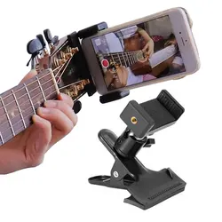 Musical Instrument Phone Holder Clip Mount 360 Degree Rotation For Guitar Head