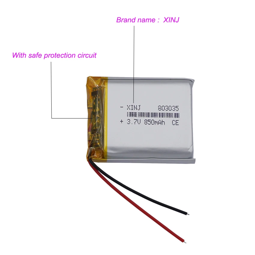 5 stücke 3,7 V 850mAh 3,14 Wh Li-Polymer Li Lithium Batterie für Auto kamera Solar lampen Musik-Player Bluetooth-Lautsprecher LED-Licht