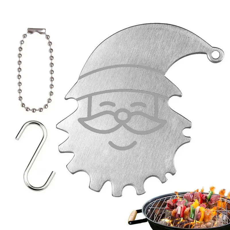 Small Grill Scraper BBQ Grill Cleaner Accessories Santa Shaped Stainless Steel Scraper Griddle Tools Scraper For Cleaning