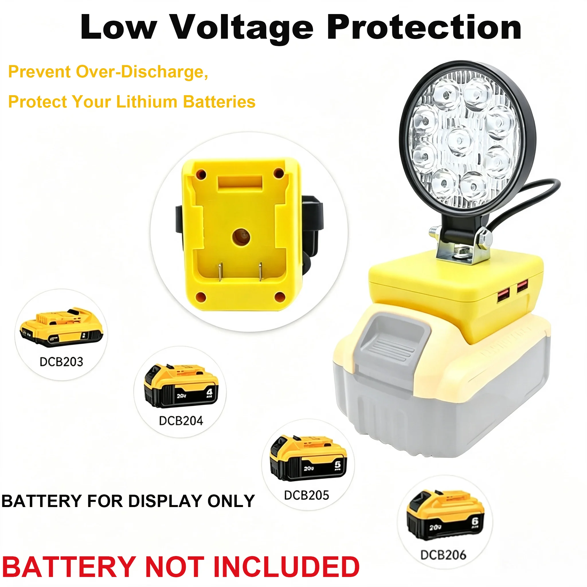 Work Lights Torch Camping Lamp 9 Beads LED Car For Makita For DeWalt For Bosch For Milwaukee Lomvum Zhipu Jingmi Li-ion Battery