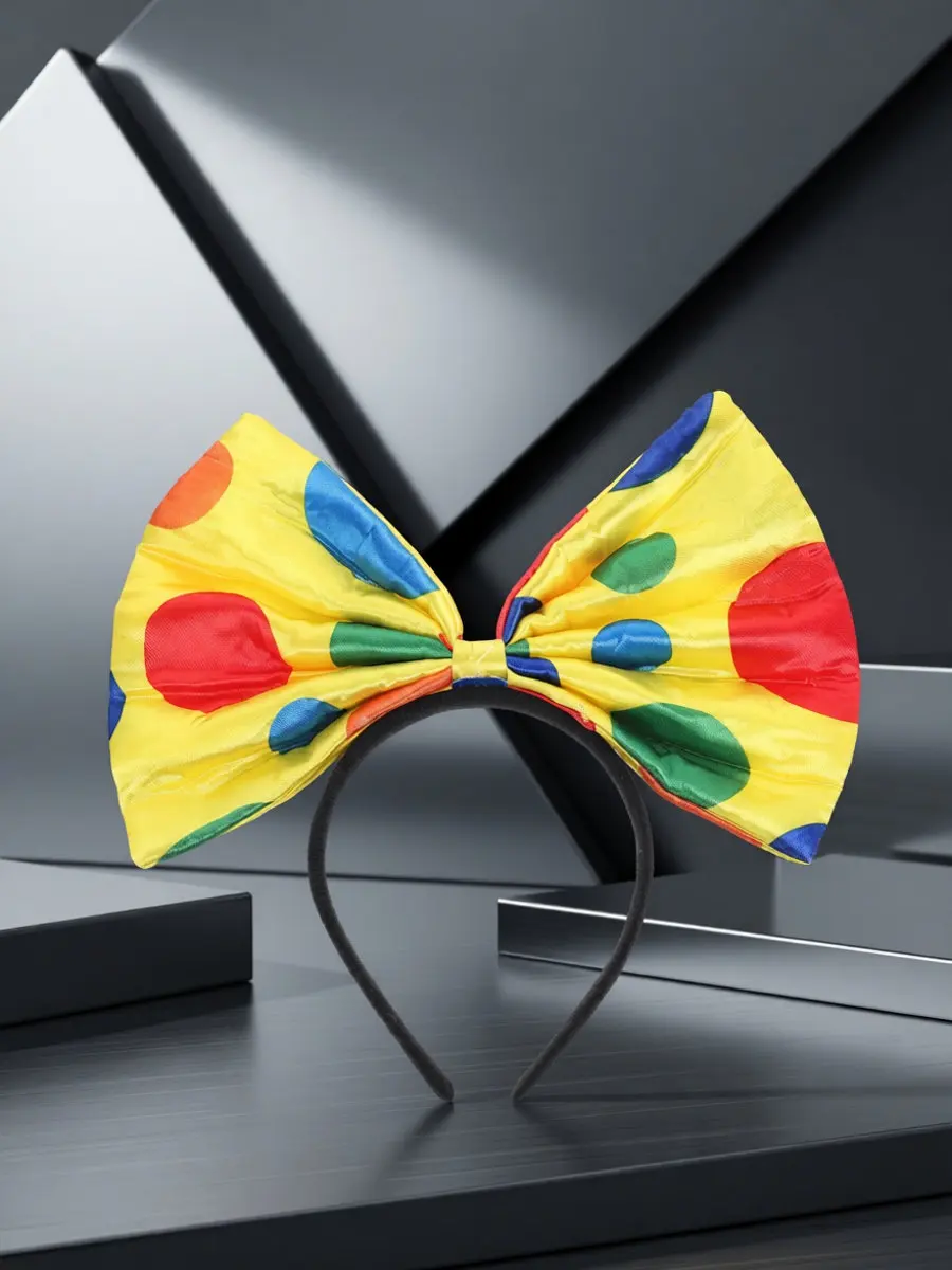 Clown Bow Headband Unique Dots Design Smooth Texture Non Damaging Hair Halloween Party Dress Up Cosplay Headdress Prop Accessory