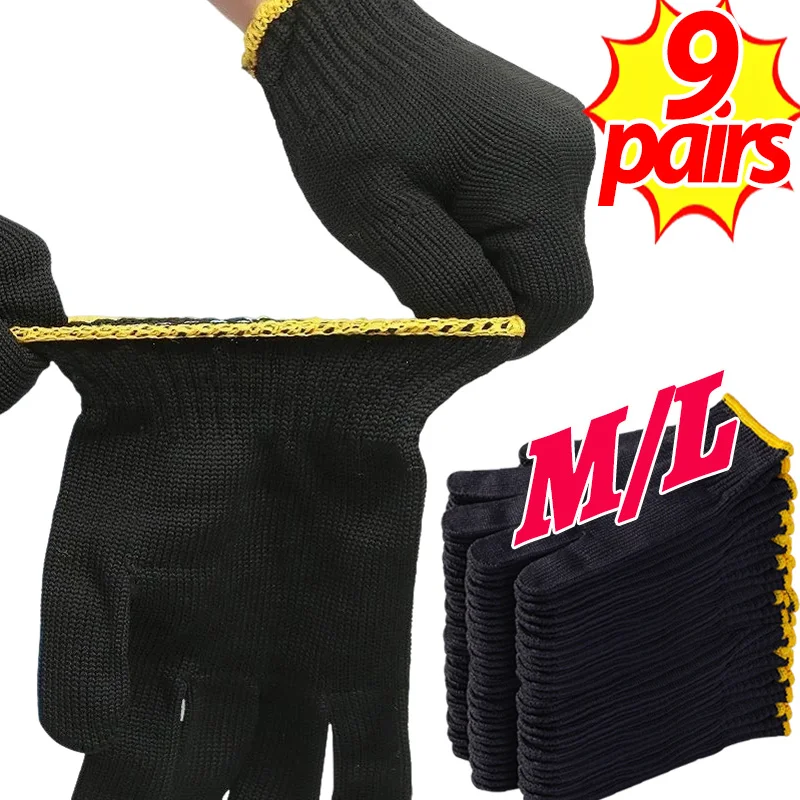 

3/9 пар устойчивых нейлоновых рабочих перчаток для мужчин и женщин, кухонные рабочие перчатки для мясника, варежки, утолщенные защитные перчатки с защитой от порезов