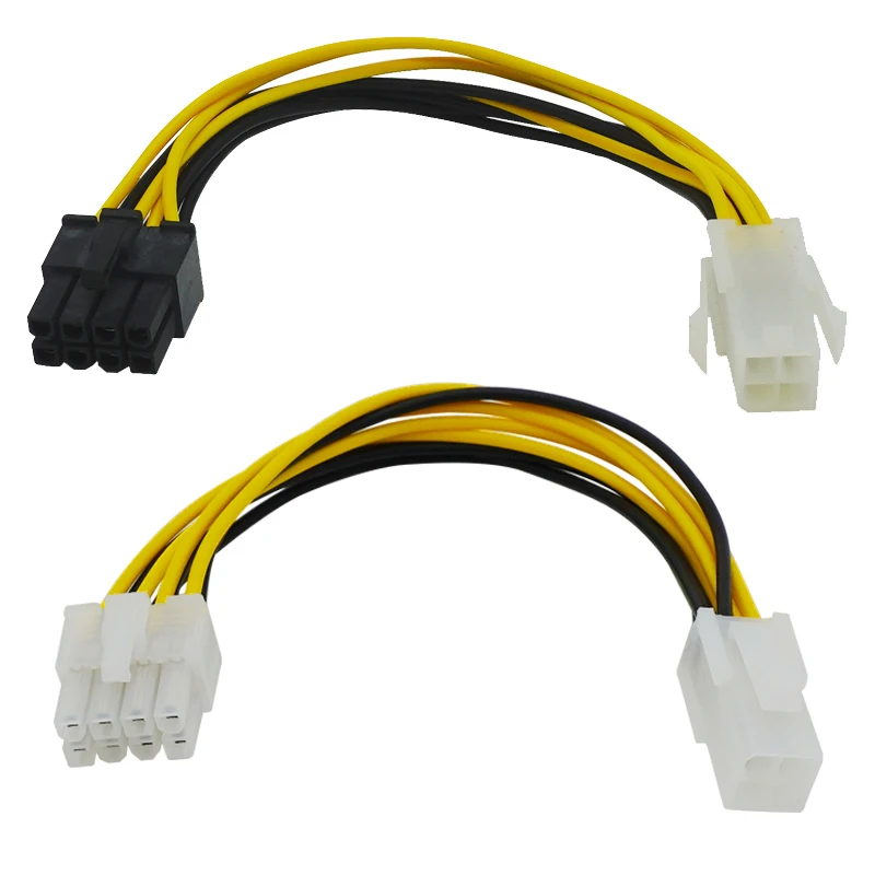 1PCS 4 Pin Male To 8 Pin Female CPU Power Converter Cable Lead Adapter 4Pin To 8pin Office Supplies